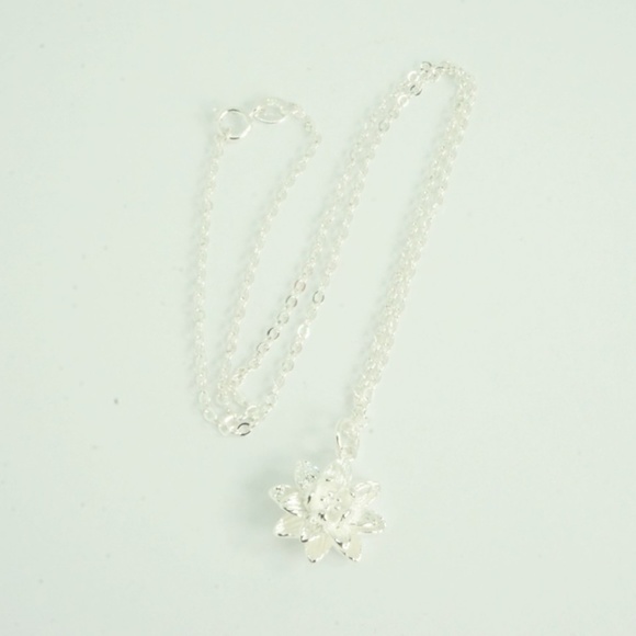 Sterling Silver Plated Lotus Necklace - Picture 4 of 4